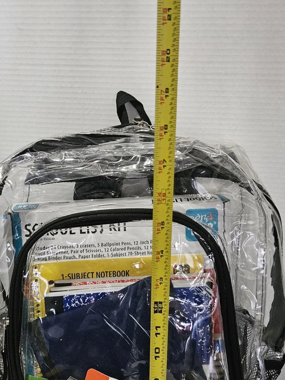Source Unknown Clear Kids Backpack with Black Trim and Multicolor Supplies